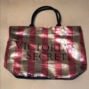 Pink and silver Victoria’s Secret bag